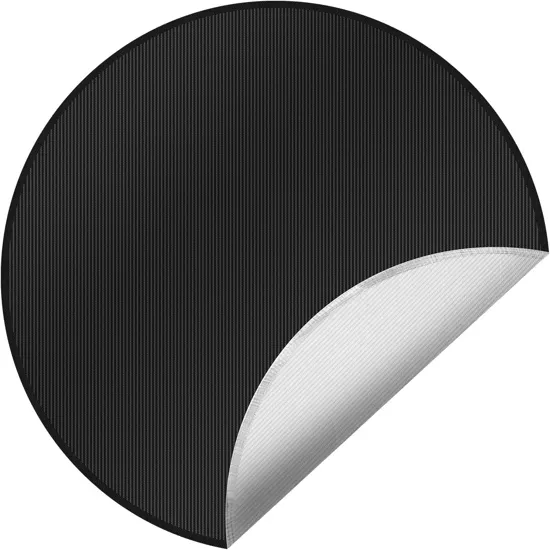 HODUFY 24-inch round fire pit mat with black heat-resistant surface and silver underside for deck protection